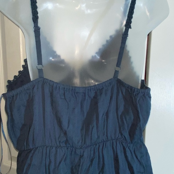 Old Navy NEW Blue Sz Large Crochet Spaghetti Strap Cotton Maxi Dress  AA19 - Picture 5 of 8